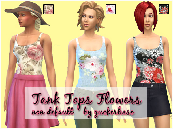 Sims 4 Tank Tops Flower by zuckerhase at Akisima