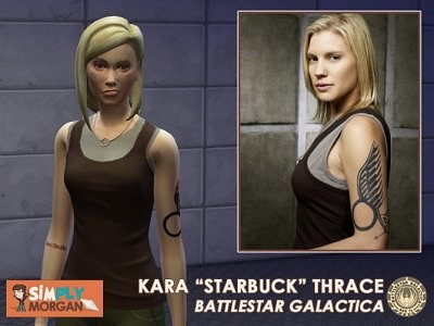 Kara “Starbuck” Thrace from Battlestar Galactica outfit, tattooo + sim at Simply Morgan