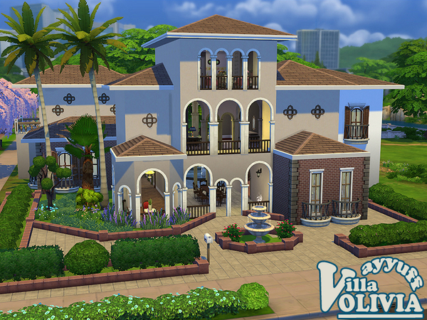 Sims 4 Olivia Furnished Villa by ayyuff at TSR