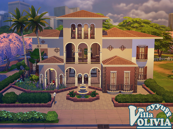 Sims 4 Olivia Furnished Villa by ayyuff at TSR