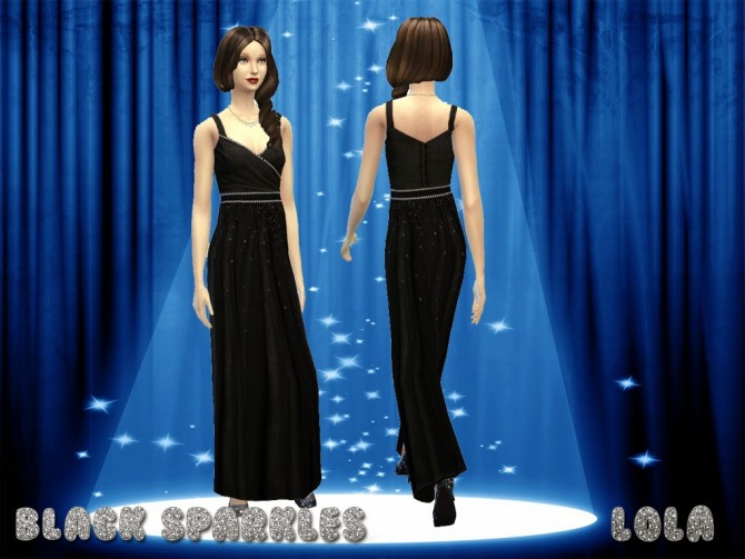 Sims 4 Black Sparkles Bridesmaid dress by Lola at Sims and Just Stuff