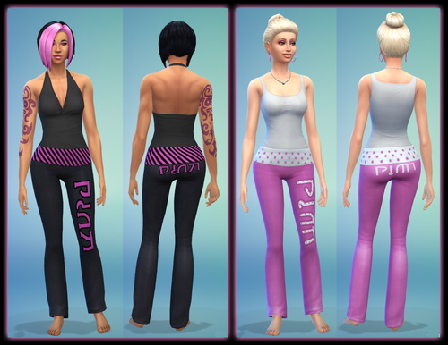 Sims 4 Pink Simlish Yoga Pants v2 by ERae013 at Adventures in Geekiness
