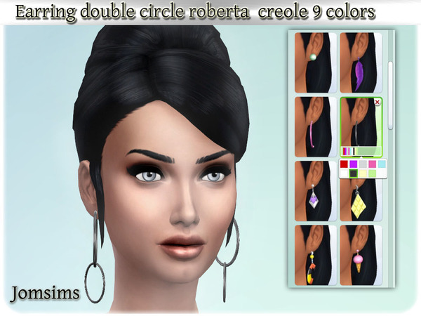 Sims 4 Earring double circle roberta creole 9 colors by Jomsims at The Sims Resource