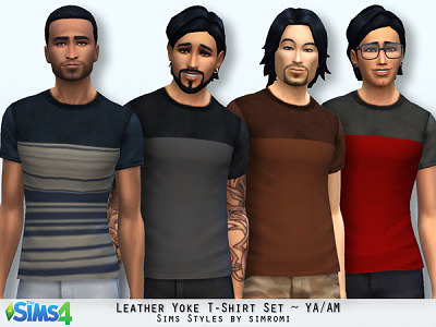 Leather Yoke Tee Shirt Set by simromi at The Sims Resource