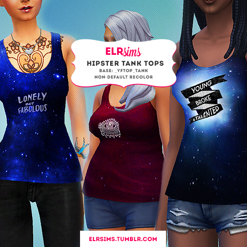 Sims 4 3 HIPSTER TANK TOPS Non default at ELRsims
