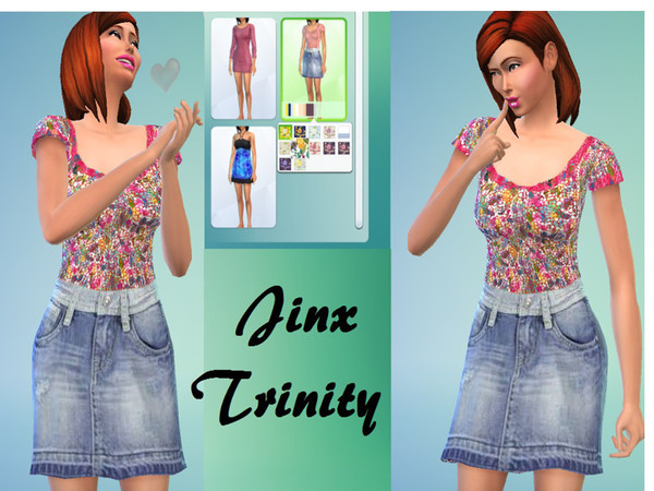 Sims 4 Top with jeans skirt for preggers at The Sims Resource