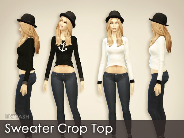 Sims 4 Sweater Crop Top by UKTRASH at TSR