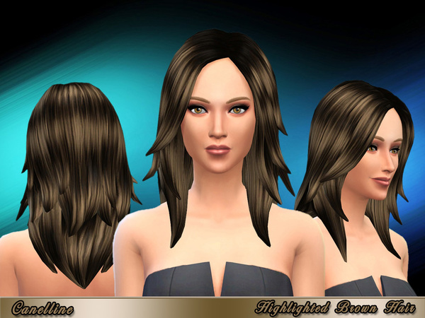 Sims 4 Highlighted Brown Hair by Caneline at TSR