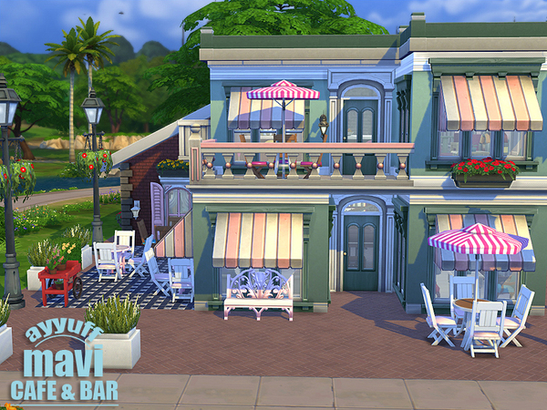 Sims 4 Mavi Cafe & Bar by Ayyuff at The Sims Resource
