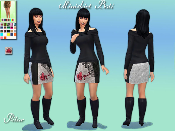 Sims 4 Bali miniskirt by Pilar at The Sims Resource