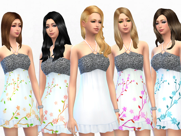 Sims 4 Dress Sun Halter Empire by SakuraPhan at The Sims Resource