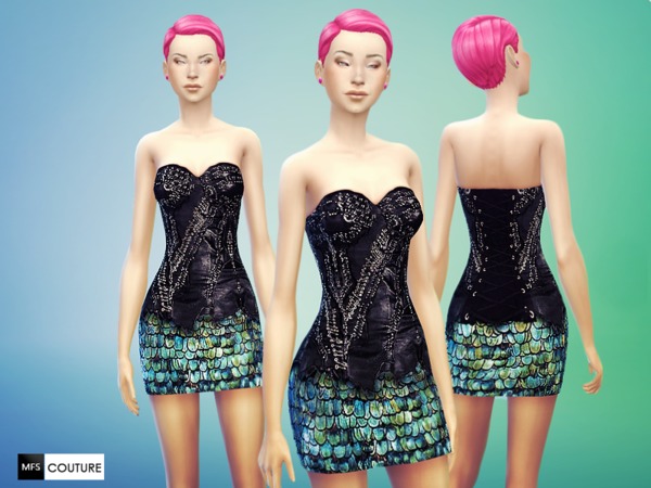 Sims 4 Dress Couture sparkling style by MissFortune at The Sims Resource