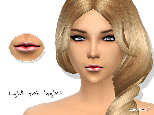 Sims 4 Light pink lipgloss by CherryBerrySim at The Sims Resource