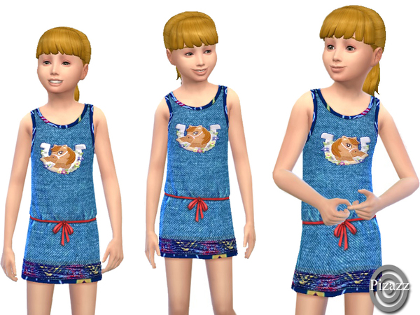 Sims 4 Denim Dress by Pizazz at The Sims Resource