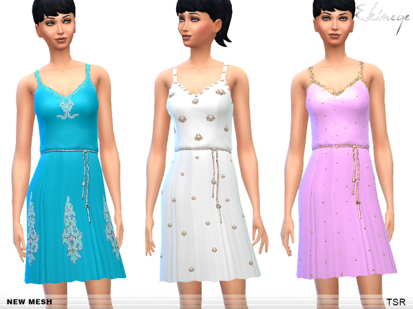 Sims 4 Embellished Dresses by ekinege at The Sims Resource
