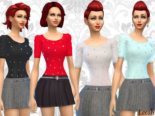 Sims 4 Skirts and Shirts by Leeah at TSR