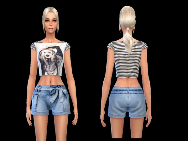 Sims 4 Sommer outfit denim light blue by Simoertchen at TSR