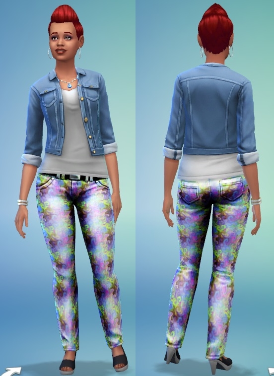Sims 4 Tye dyed skinny leg jeans by mamajanaynay at Simtech Sims4