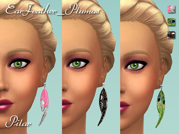 Sims 4 Ear Feather Plumas by Pilar at The Sims Resource