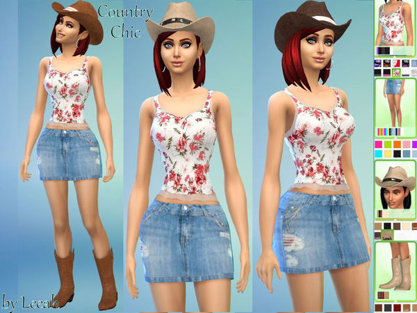 Sims 4 Country Chic outfit by leeah at The Sims Resource