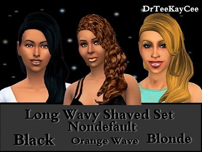 Long Wavy Shaved hairstyle retextured at Sim Culture Nation