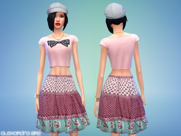 Sims 4 East Anohki Print Skirt by Alexandra Sine at The Sims Resource