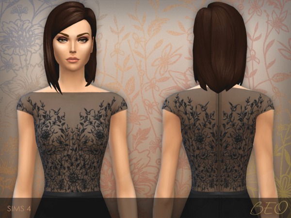 Sims 4 Dress with embroidered top by Beo2010 at The Sims Resource