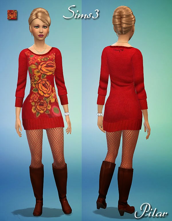 Sims 4 Roses dress by Pilar at SimControl