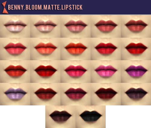 Matte Lipstick 22 Shades by vrosas12 at Mod The Sims » Sims 4 Updates