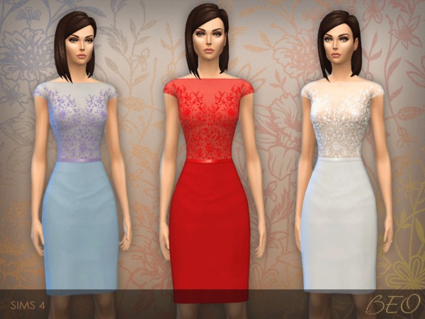 Sims 4 Dress with embroidered top by Beo2010 at The Sims Resource