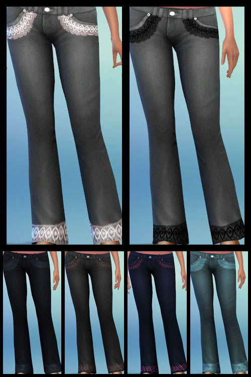 Sims 4 Jeans Bootcut Lace Pack 1 at KitOnlyHuman