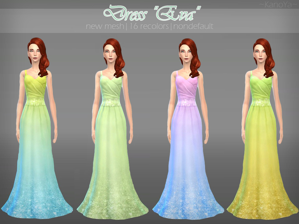 Sims 4 Maxi Party Dress Eva by KanoYa at The Sims Resource