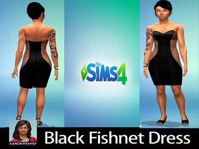 Black Fishnet Dress. by luckyoyo at Mod The Sims