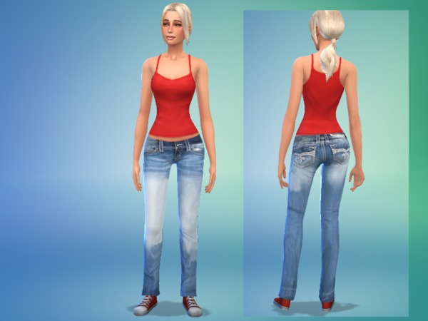 Sims 4 Set of two straight denim jeans by simsoertchen at The Sims Resource