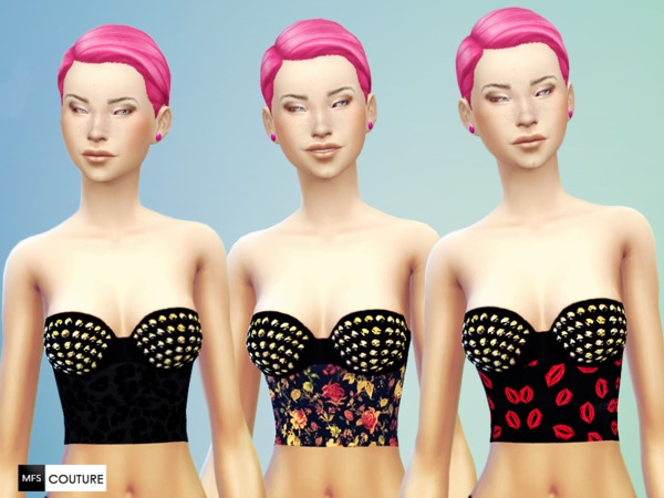 Sims 4 Studded Crop Tops by MissFortune at The Sims Resource