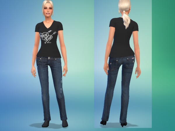 Sims 4 Set of two straight denim jeans by simsoertchen at The Sims Resource