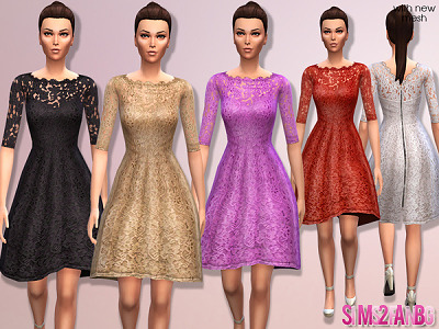 Floral cocktail dresses by sims2fanbg at The Sims Resource