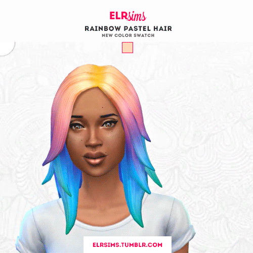 Sims 4 RAINBOW PASTEL HAIR 3 recolors at ELRsims