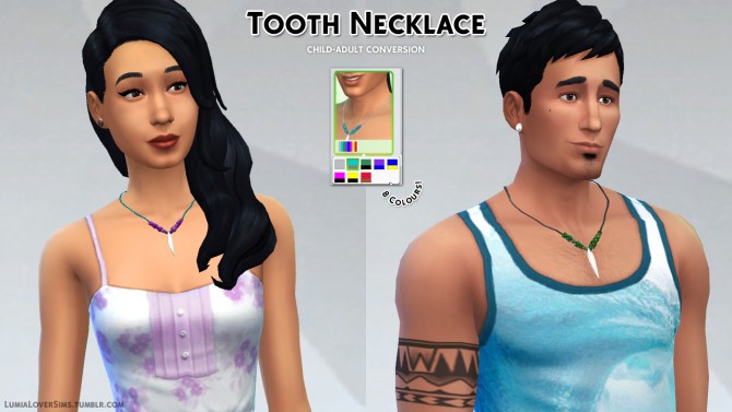 Sims 4 Tooth necklace and converted choker f2m at LumiaLover Sims
