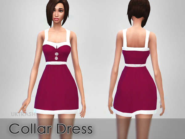 Sims 4 Collar Dress by UKTRASH at The Sims Resource