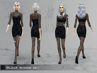Black widow dresses by Wolfcry at TSR