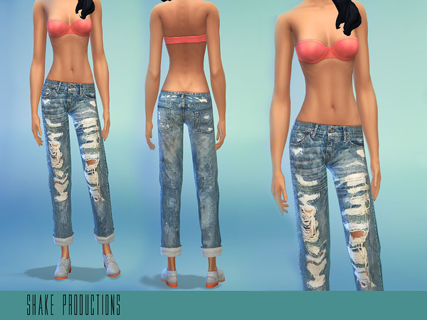 Sims 4 Cropeed realistic jeans by ShakeProductions at The Sims Resource