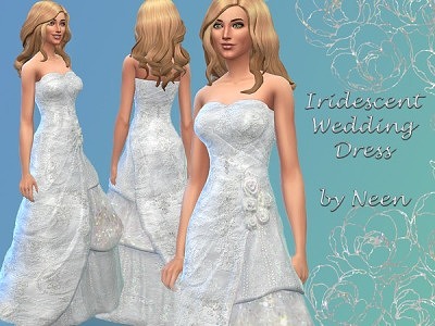 Iridescent Wedding Dress by neenornina at The Sims Resource