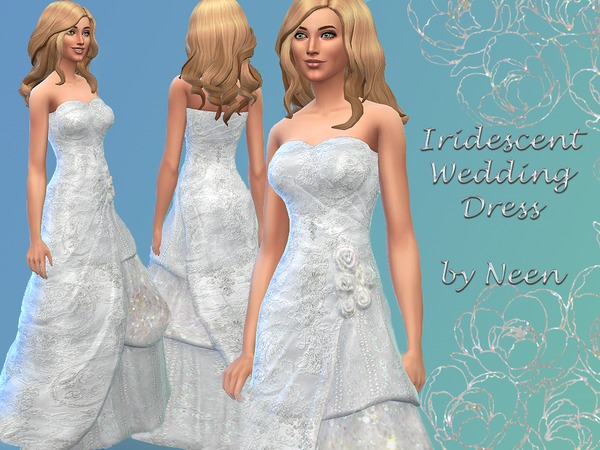 Sims 4 Iridescent Wedding Dress by neenornina at The Sims Resource