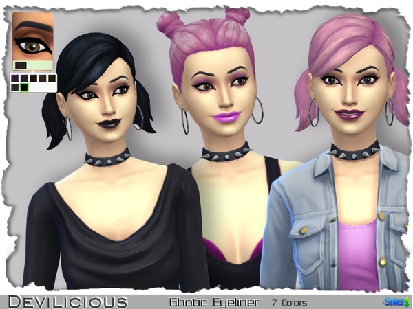 Sims 4 Gothic Eyeliner, 7 In 1 by Devilicious at TSR