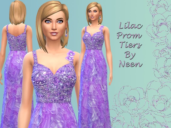 Sims 4 Lilac Prom Tiers Dress by neenornina at TSR