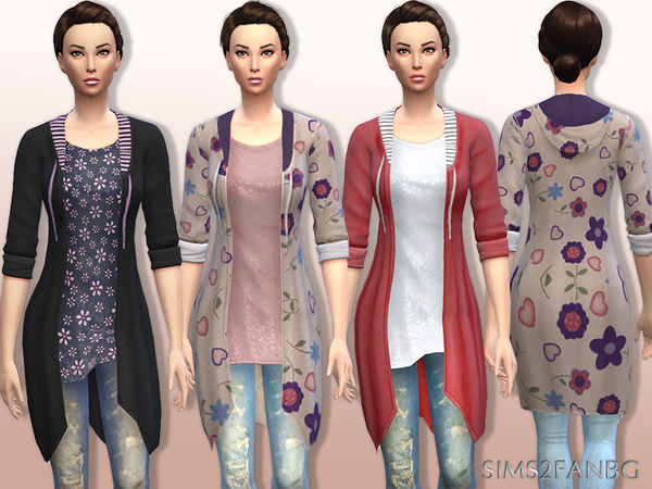Sims 4 Long sweatshirt with top and jeans 01 by sims2fanbg at The Sims Resource