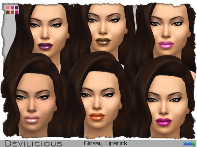 Sims 4 Glossy Lipstick 21 In 1 by Devilicious at TSR