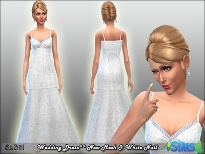 Bridal Dress & Nail Polish White by ESsiN at The Sims Resource