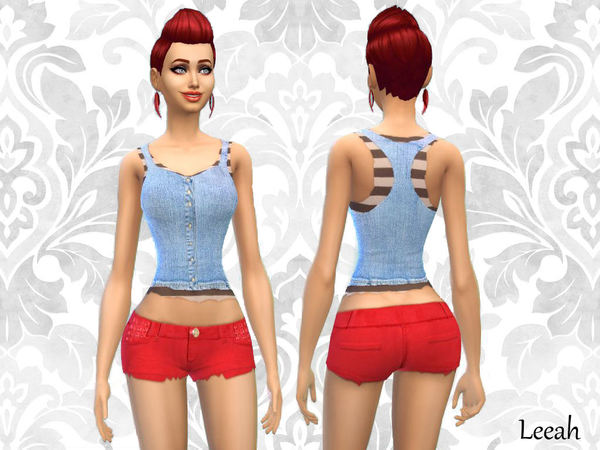 Sims 4 Denim Shorts and Tops by leeah at TSR
